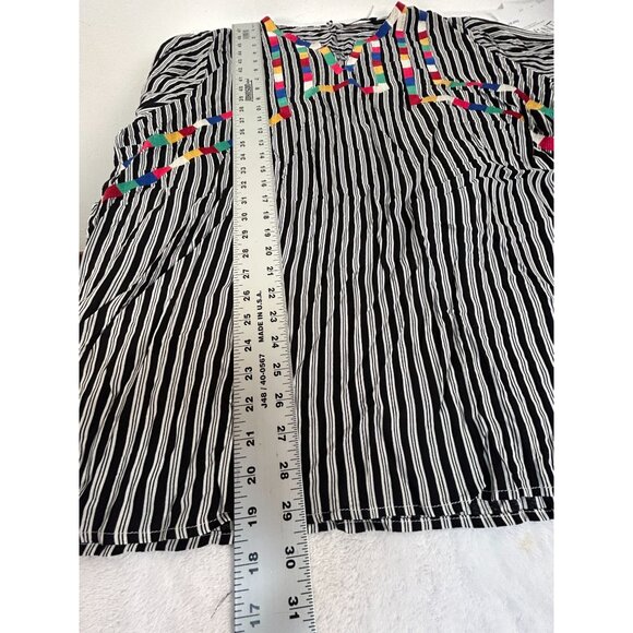 Andrée By Unit Womens Ivonca Striped Top With Color Block Embroidery 2X Black - Picture 7 of 8